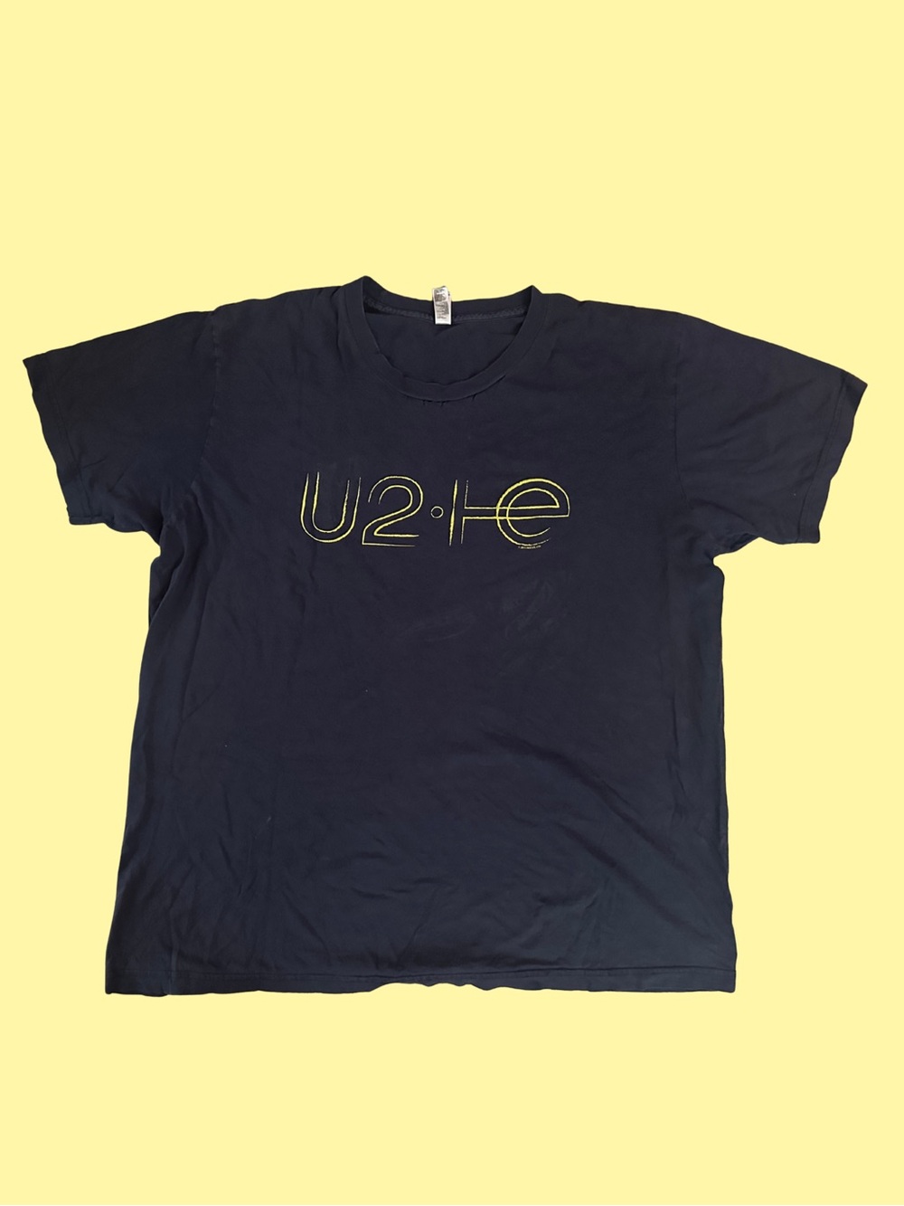 American Apparel Black Short Sleeve Tee with Yellow U2 Logo